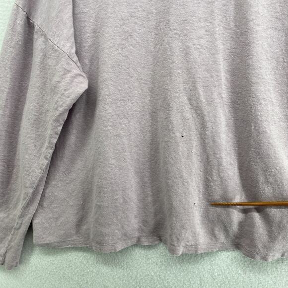 EILEEN FISHER Top L Slub Linen Jersey Oversized Round Neck Long Sleeve Purple - Picture 12 of 13